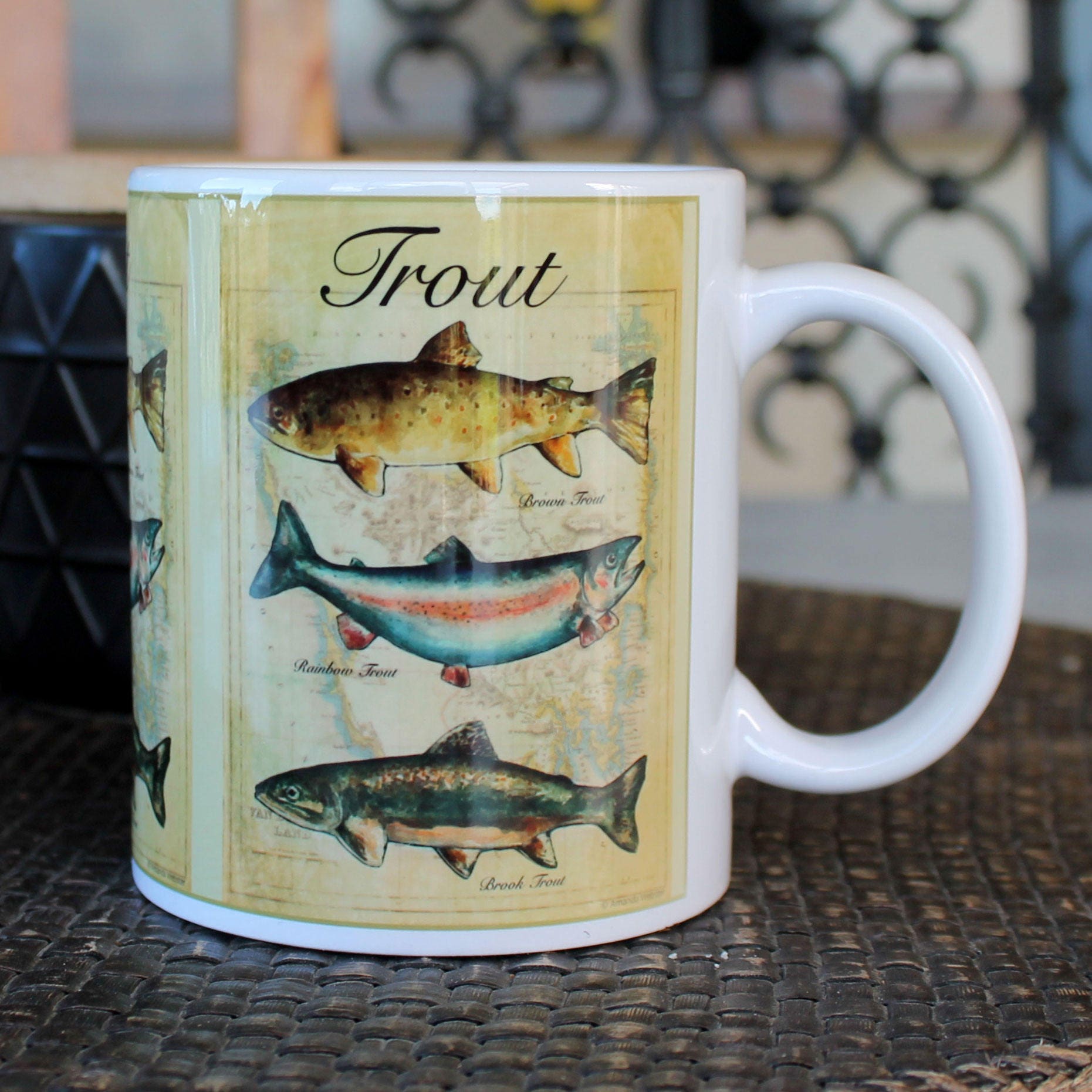 Trout Mug Tasmanian Fish Illustrated Coffee Mug Ceramic Mug Etsy