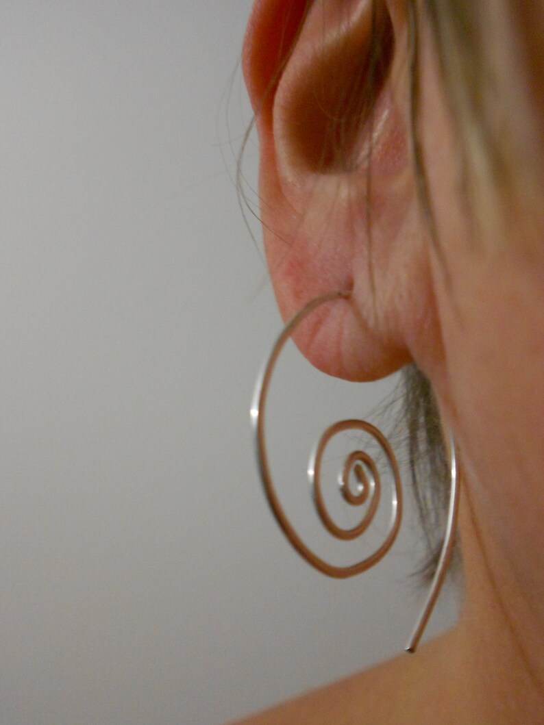 Sterling silver large swirling hoop earrings image 4