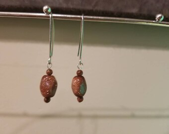 Sterling silver Gold Sand Stone Earrings