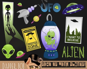 Show Us Them Aliens Clip Art Collection | Alien Invasion Clipart Set