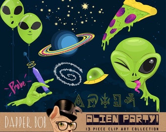 Alien Party 14 Piece Clip Art Collection | Show us them Aliens Area 51 Outer Space Clipart Set