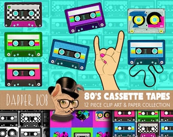 80's Cassette Tapes Clip Art Collection | 300dpi PNG Retro Music Clipart Set