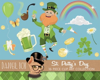 St. Patrick's Day Clip Art Collection | Saint Patty's Graphic Set Elements and Digital Paper
