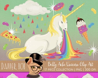 Rainbow Vomiting Unicorn Clipart Set Rainbow Vomiting Unicorn Clipart Set