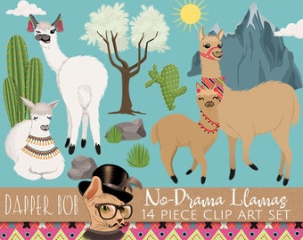 No Drama Llamas Clip Art Collection | Llama Alpaca PNG Clipart Set