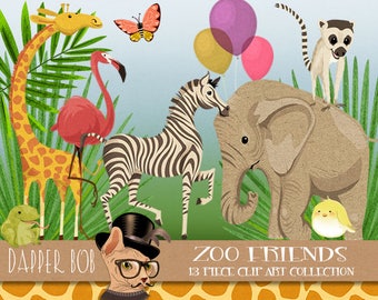 Zoo Animal Friends Clip Art Collection | Wild Jungle Animals PNG Clipart Set