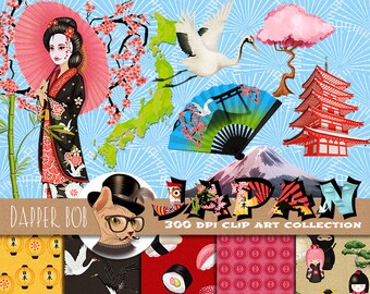 Welcome to Japan PNG Clip Art and Digital Paper Collection