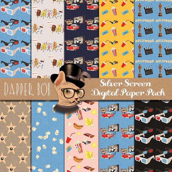 Silver Screen Digital Papers for Scrapbooking and Paper Craft