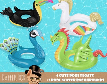 Swimming Pool Float PNG Clipart Collection with Dragon, Peacock, Pegasus and Toucan Characters