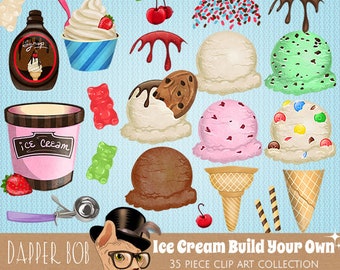 Build Your Own Ice Cream Cone Clip Art Collection | Digital PNG Candy Treats Clipart Set