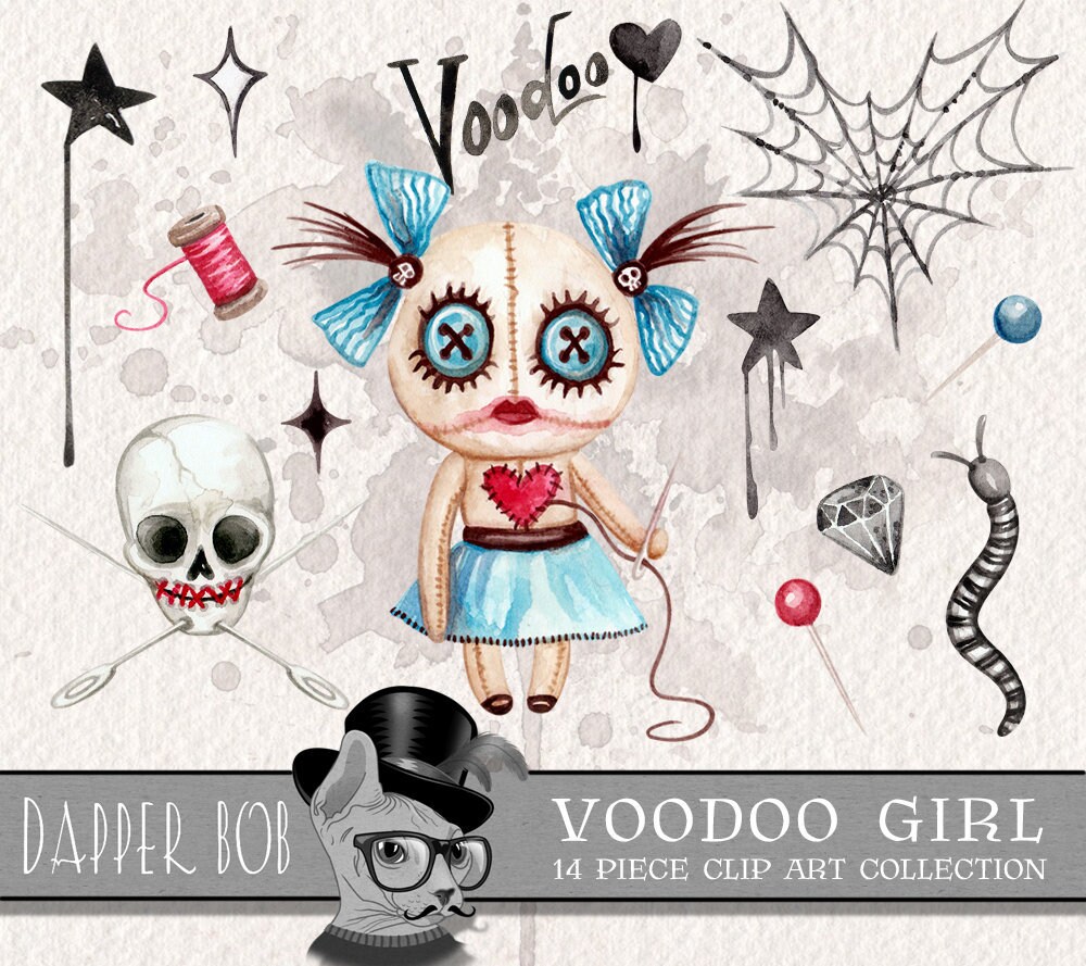 Download Watercolor Voodoo Girl Halloween Magic Clip Art Collection Etsy