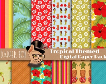 Tropical Island Digital Paper Pack for Scrap-booking and Paper Craft