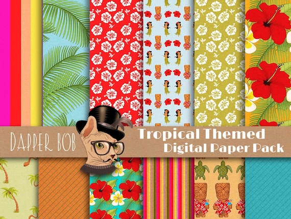 Tropical Island Digital Paper Pack for Scrap-booking and Paper Craft