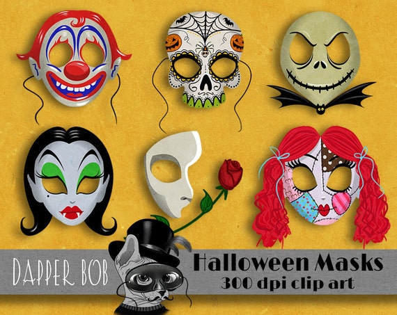 Máscaras de personajes de Halloween Digital Clip Art Elementos - Etsy México Máscaras de personajes de Halloween Digital Clip Art Elementos - Etsy México