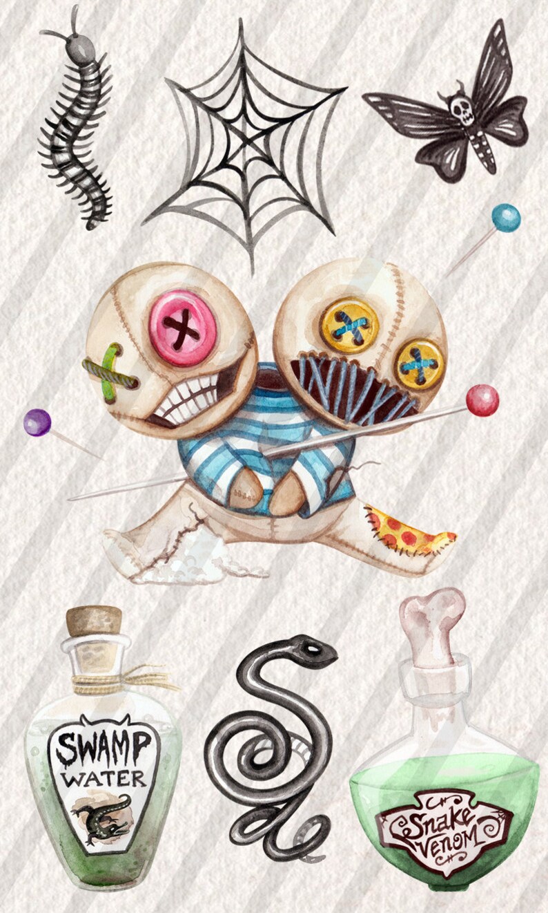 Download Watercolor Voodoo Twins Halloween Magic Clip Art ...