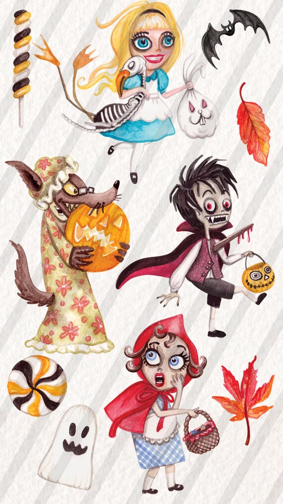 Download Watercolor Trick Or Treating Kids Illustrations Clip Art Etsy