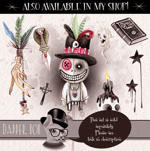 Download Watercolor Voodoo Cat Halloween Magic Clip Art Collection Etsy