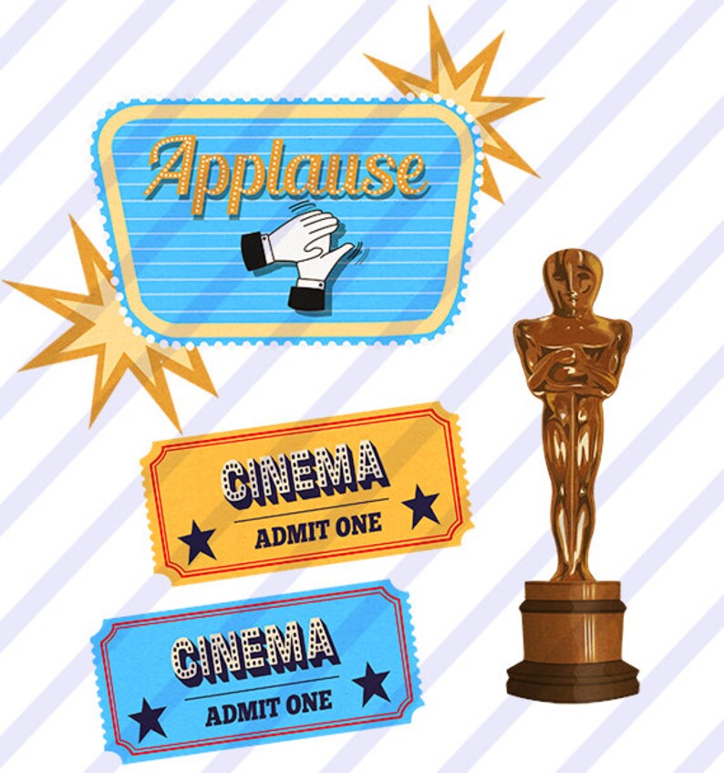Old Hollywood Movies Clip Art and Digital Paper Collection for | Etsy