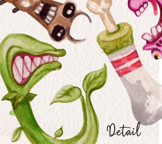 Watercolor Monster Alphabet Characters Clip Art Collection Etsy