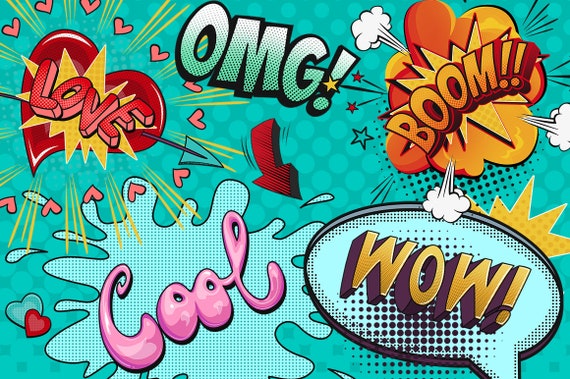Download Retro Comic Style Pop Art Girls Clip Art Collection Etsy