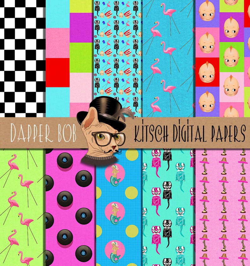 So Bad it's Good World of Retro Kitsch Digital Paper Pack image 1