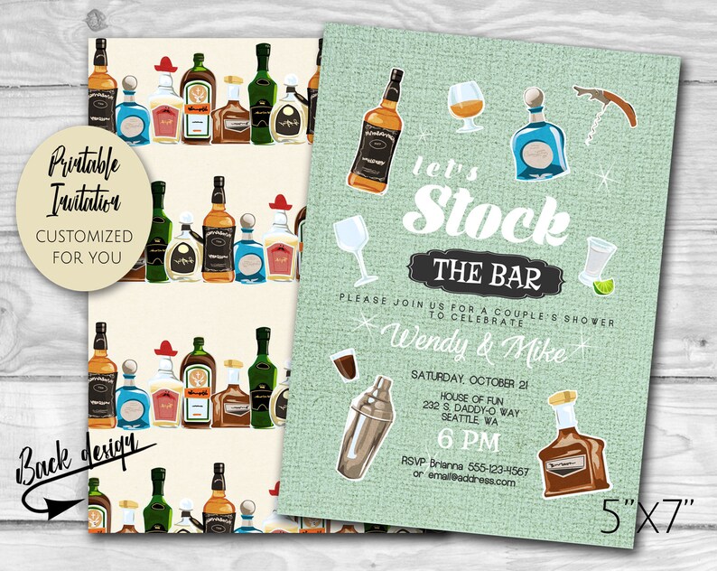 Couple S Wedding Shower Retro Stock The Bar Party Etsy