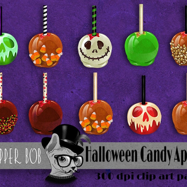 Halloween Caramel and Candy Apples Digital Clip Art Elements for Scrap-booking and Paper Craft