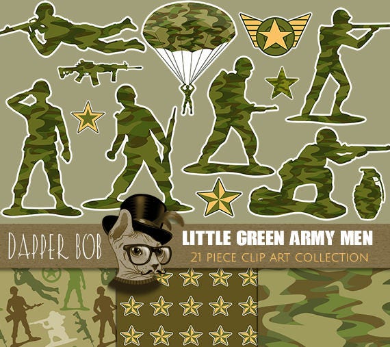 Little Green Army Men Toys Clip Art Collection Camouflage - Etsy