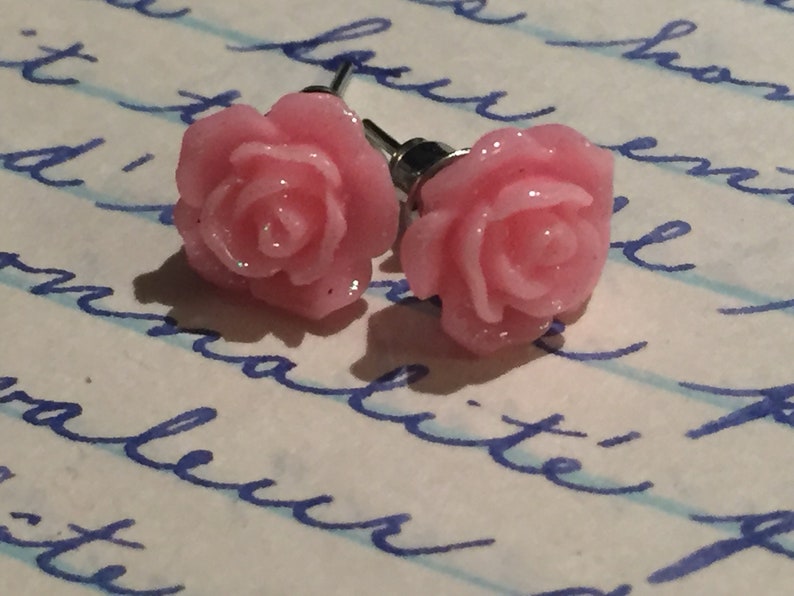 bridemaids gift gift for her Flower flower earrings earrings flowers earrings pink studs stud boho stud romantic pink earrings