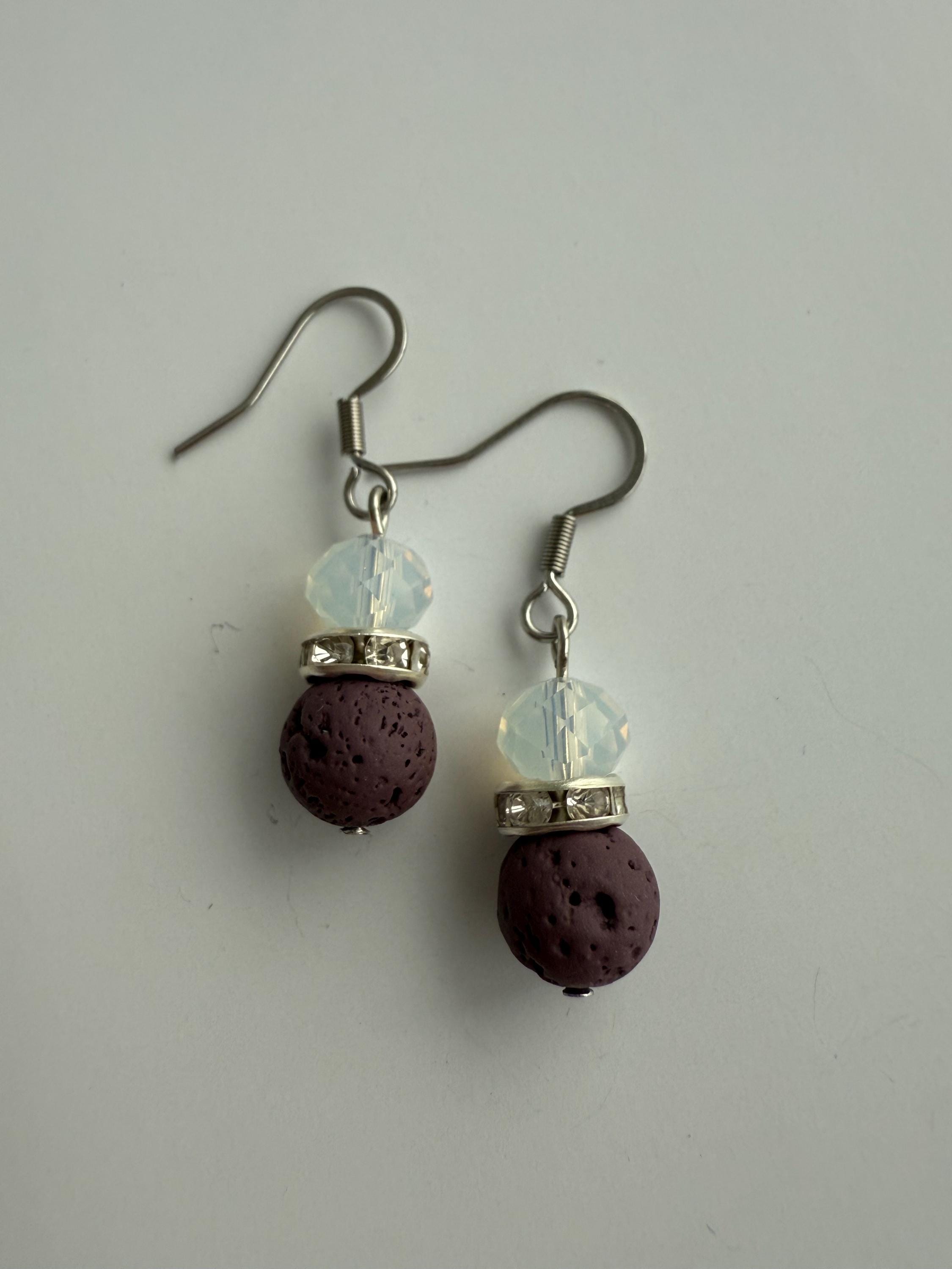 Lava Stone Earrings Aromatherapy Diffuser Jewelry Stainless Steel