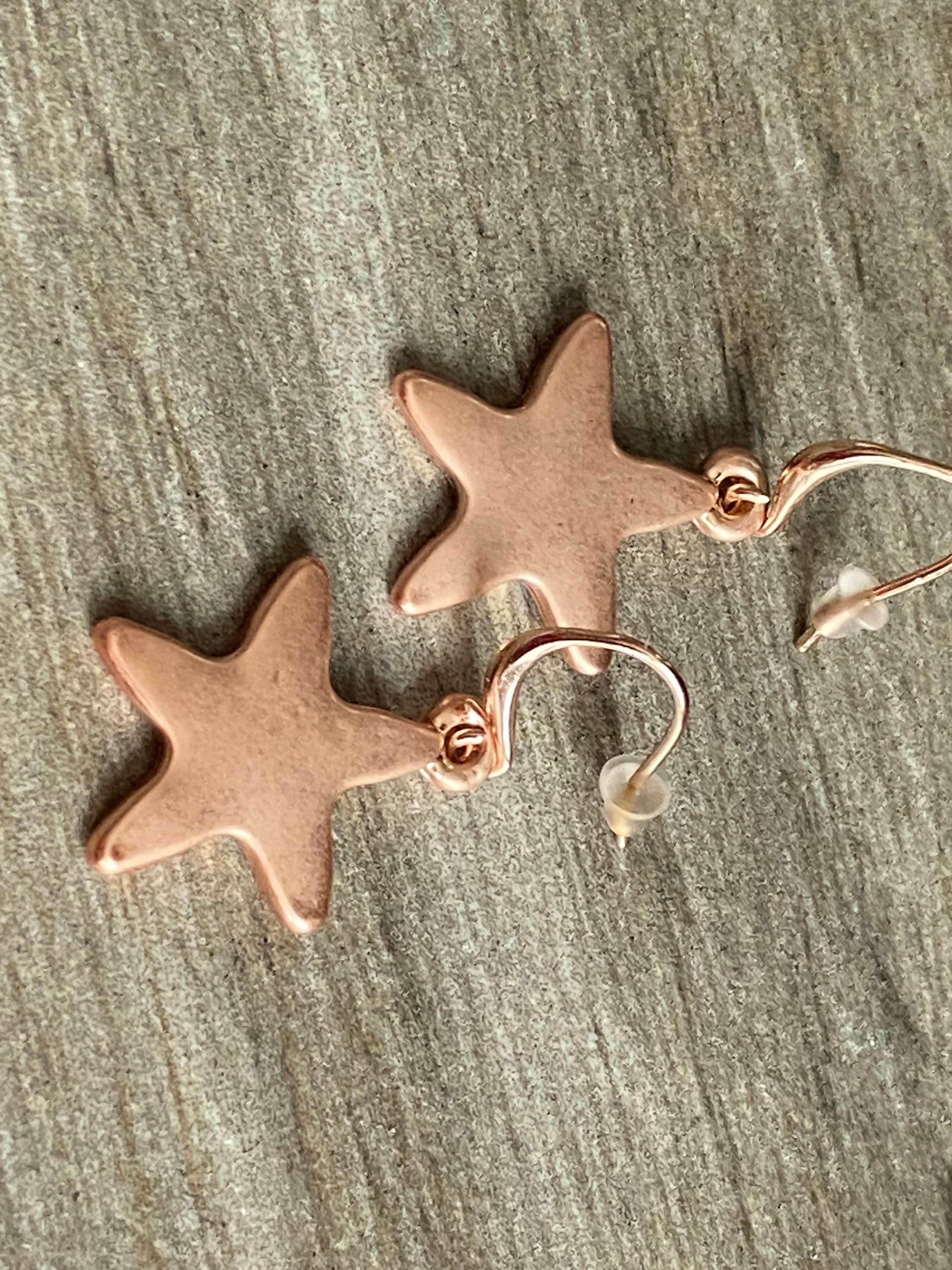 Earrings Pink Gold Star - Etsy