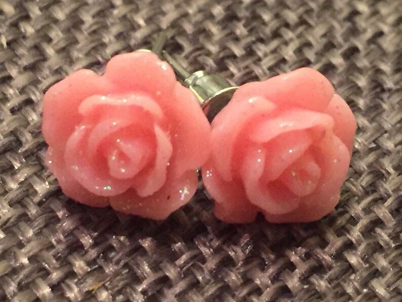 bridemaids gift gift for her Flower flower earrings earrings flowers earrings pink studs stud boho stud romantic pink earrings