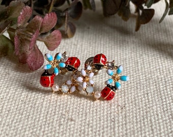 Ladybug flowers earrings