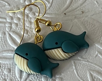 Blue whale earrings