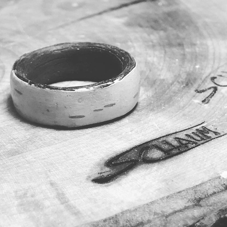 White Birch Wood Ring, Exotic Wood Jewelry, Wood Weeding Ring, Unique Wedding Ring Women, Unisex Ring, Wood Ring Men, Wood Ring Men Wedding image 6