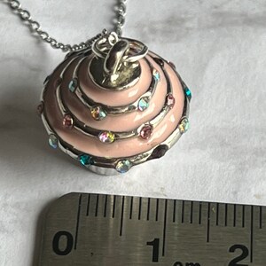 Pink Cupcake Happy Birthday Necklace