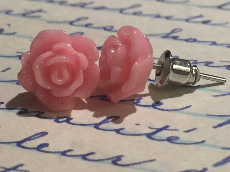 bridemaids gift gift for her Flower flower earrings earrings flowers earrings pink studs stud boho stud romantic pink earrings