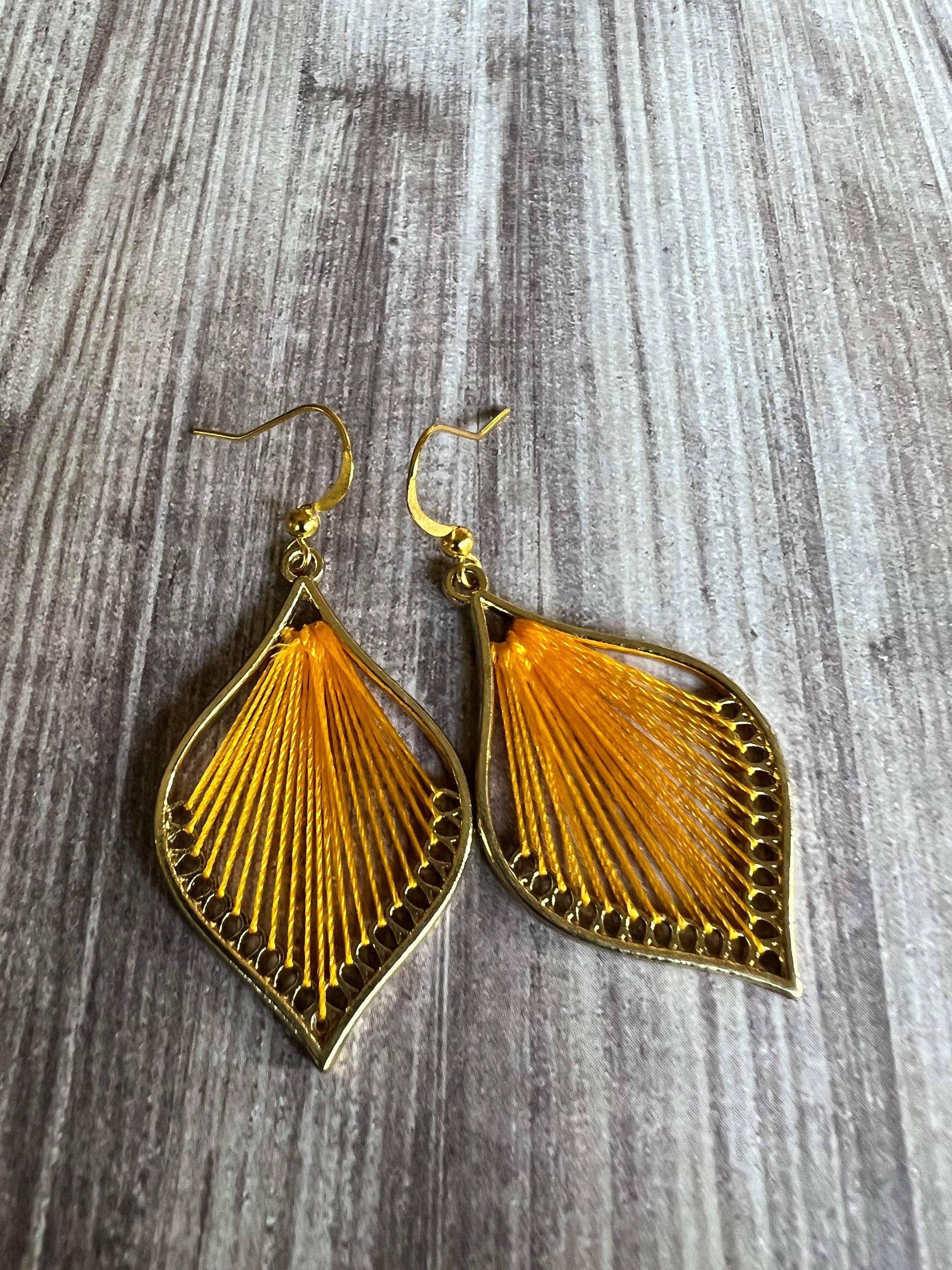 Edwardian Silver & Faceted Amber Drop Earrings (462M) | The