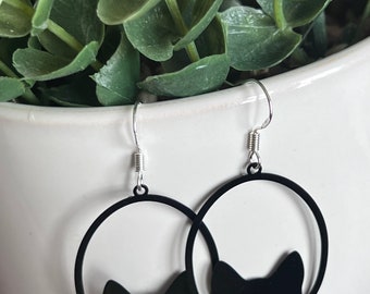Black cat earrings