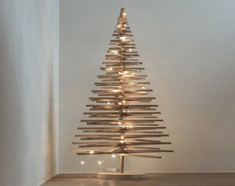 Sapin de Noël en bois / 4 pieds - 120cm (plusieurs tailles différentes) / Bois de chêne blanc naturel / durable, écologique /