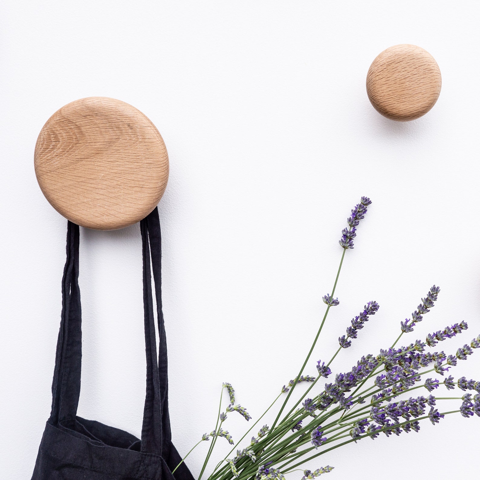 Round Oak Wood Wall Hook | Modern Coat Hanger - Etsy
