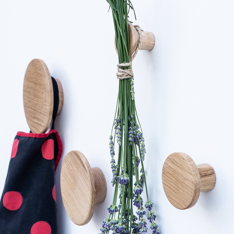 Wooden dot hooks by TOMAZIN wooden wall hooks modern coat Etsy