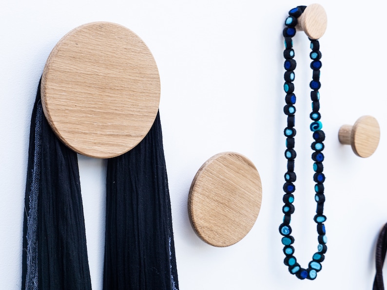 Wooden dot hooks by TOMAZIN wooden wall hooks modern coat Etsy