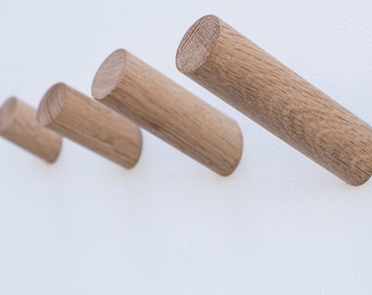 Wall Hook (Set of 3, 5, 10 or single) by TOMAZIN | coat hook, wooden wall hook, oak peg, coat rack, clothes hanger, clothes rack