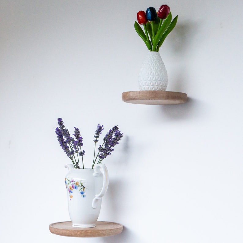 Floating Shelf single & Set by TOMAZIN Circle Wood Shelf Etsy