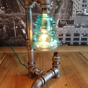 Vintage Industrial Whitall Tatum Insulator Pipe Lamp Steampunk Decor image 1