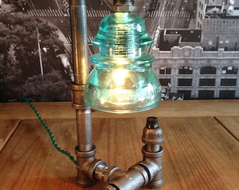 Vintage Industrial Whitall Tatum Insulator Pipe Lamp Steampunk Decor