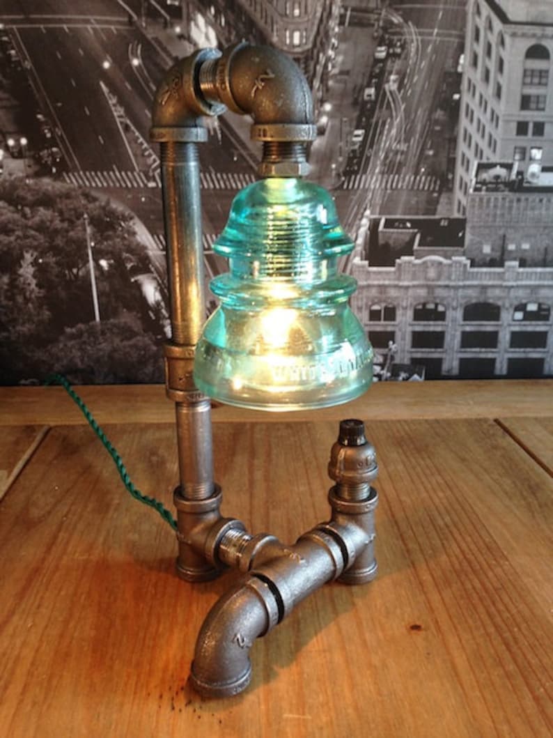 Vintage Industrial Whitall Tatum Insulator Pipe Lamp Steampunk Decor image 1