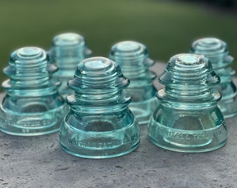 Whitall Tatum - Lot of 6 - Aqua Green Glass Insulators