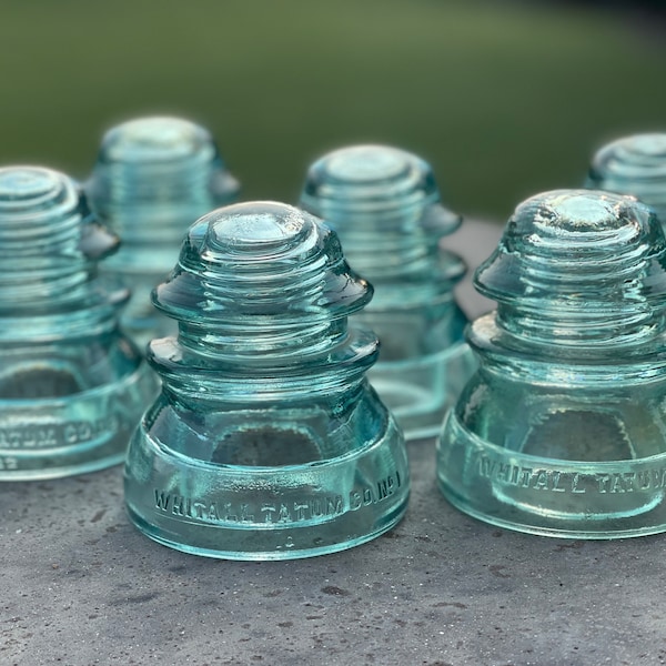 Whitall Tatum - Lot of 6 - Aqua Green Glass Insulators
